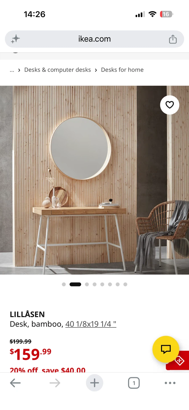 IKEA LILLASEN Desk, Bamboo