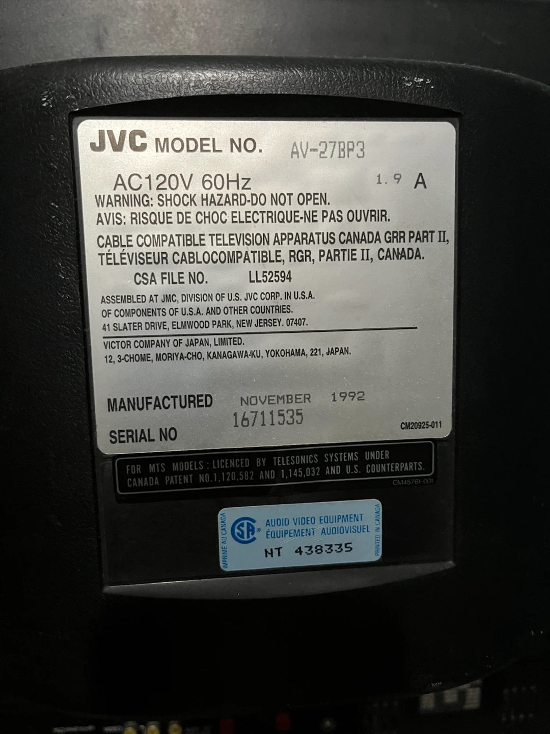 JVC 27” CRT with remote and free stand. - photo 4