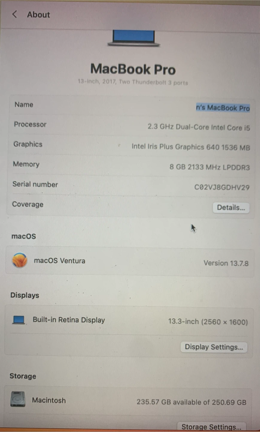 Apple MacBook Pro 13-inch, 2017, Core i5, 8GB RAM, 256GB SSD - photo 5