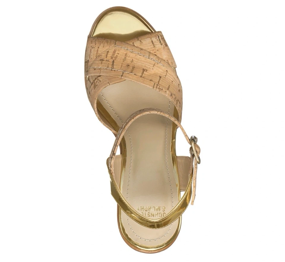 Cork & Gold Wedge Sandals (Size 8) - photo 3