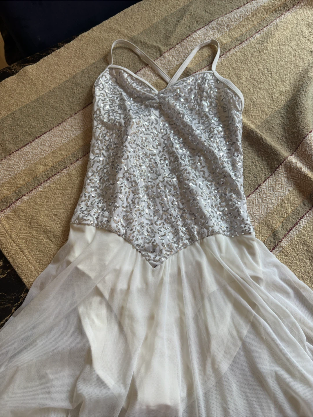 White Sequin Dance Leotard Dress - photo 2