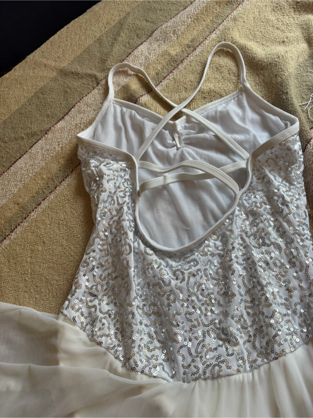 White Sequin Dance Leotard Dress - photo 3