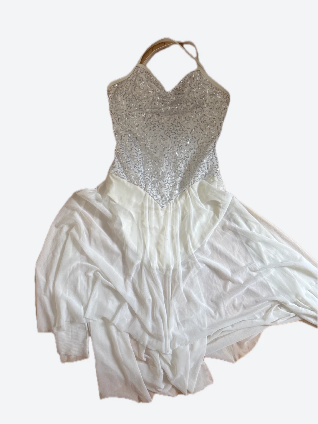 White Sequin Dance Leotard Dress