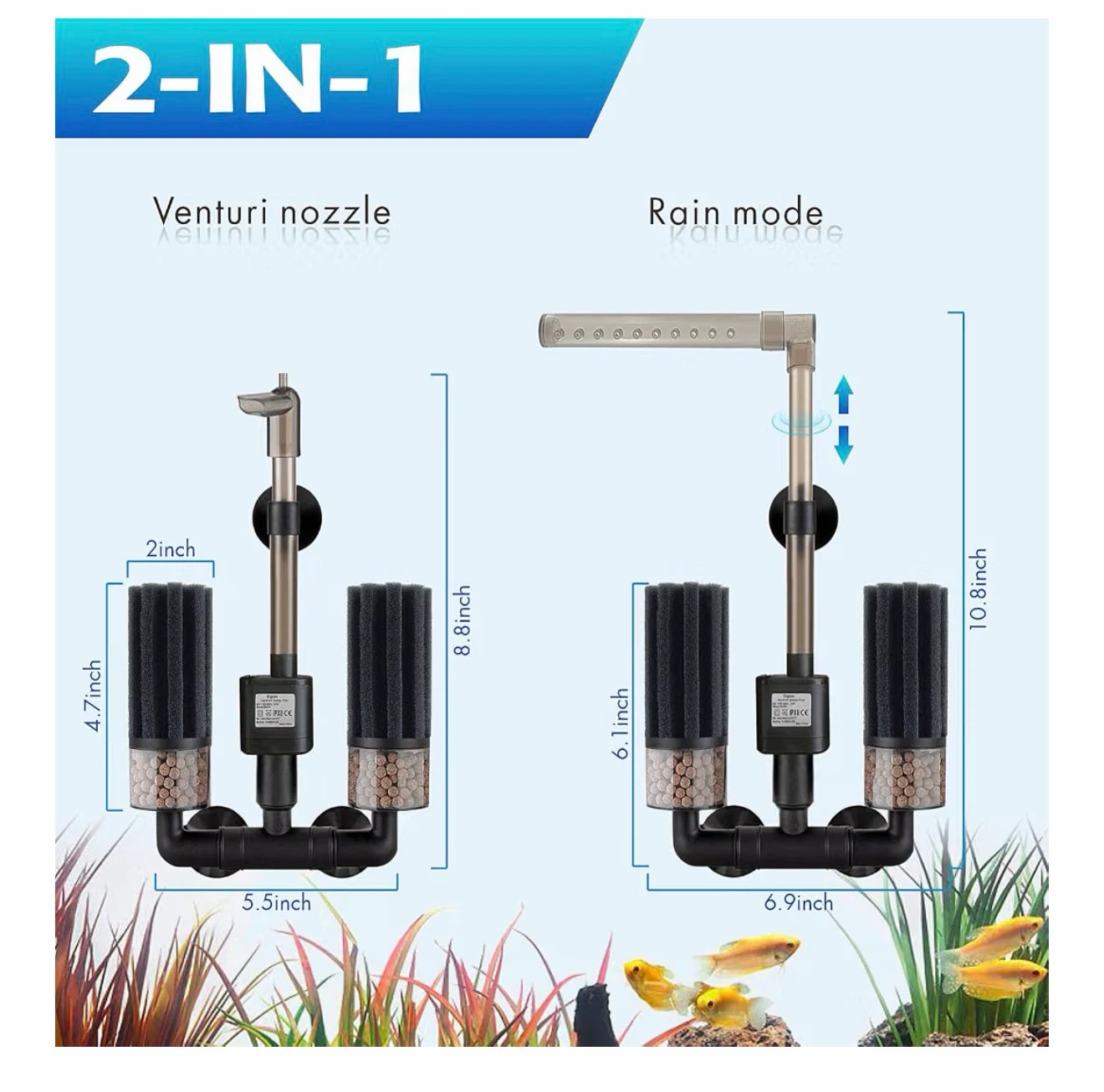 Aquarium Electric Sponge Filter with Pump - photo 2