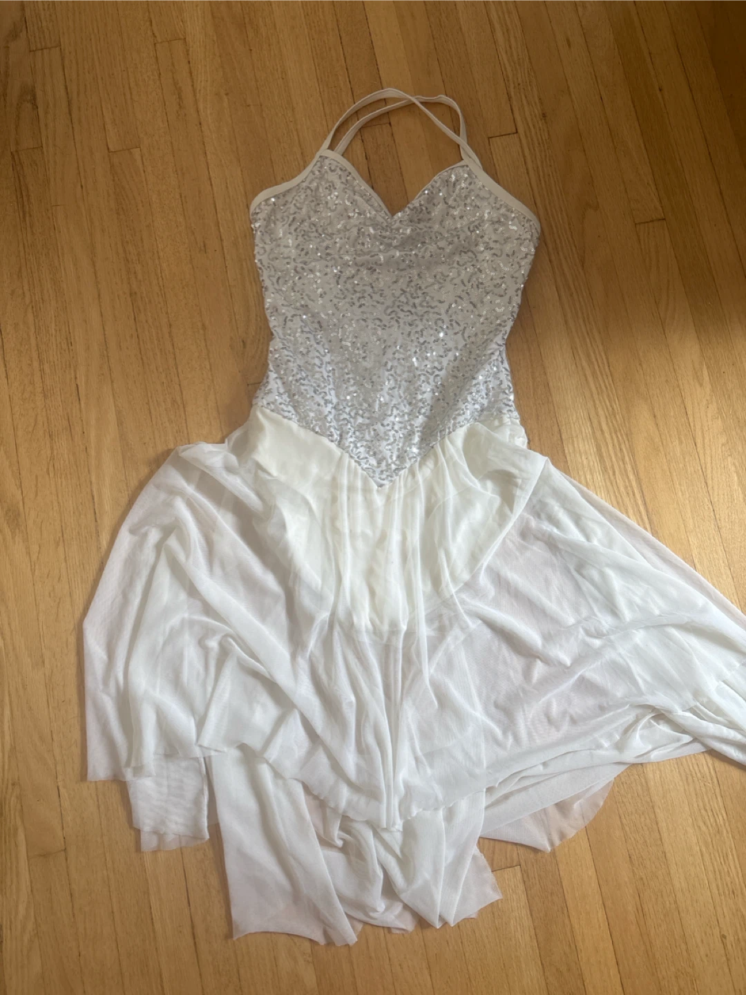 White Sequin Dance Leotard Dress - photo 4