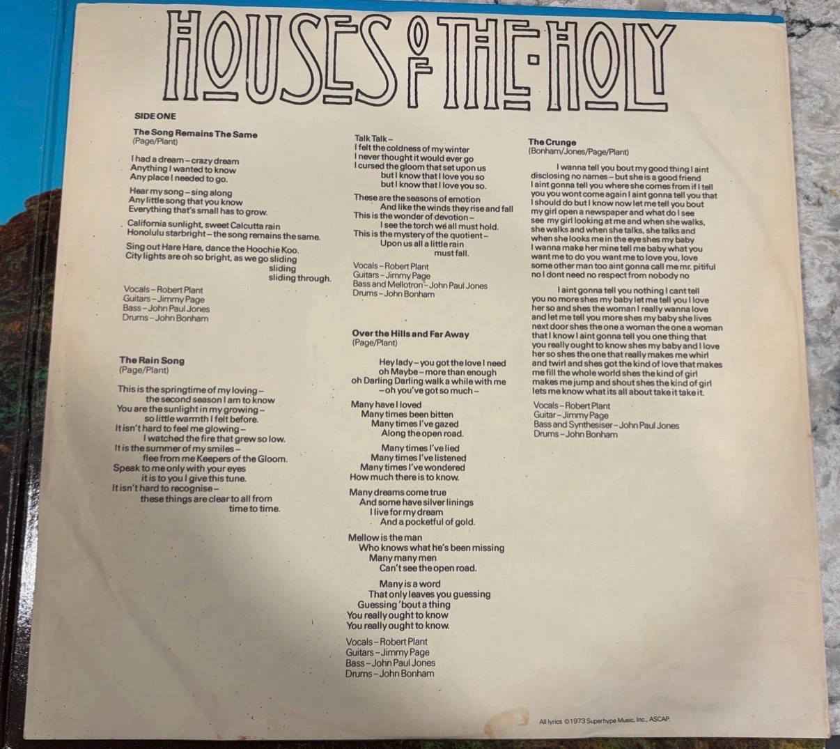Led Zeppelin Houses of the Holy 1973 Record (SD 7255) Q 🇨🇦 Press - photo 5