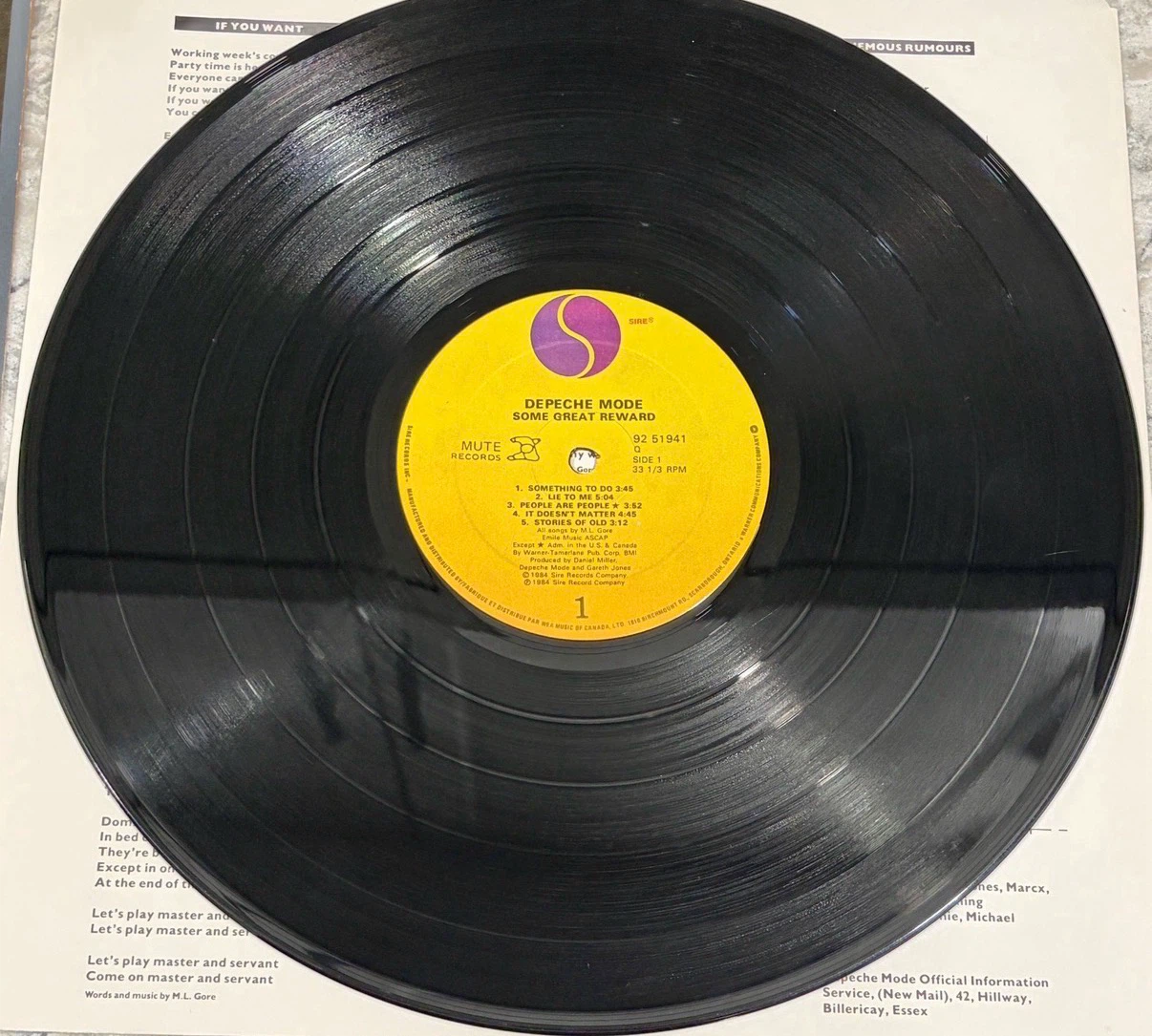 Depeche Mode Some Great Reward Record 1984 🇨🇦 Press (92 51941) Q - photo 5