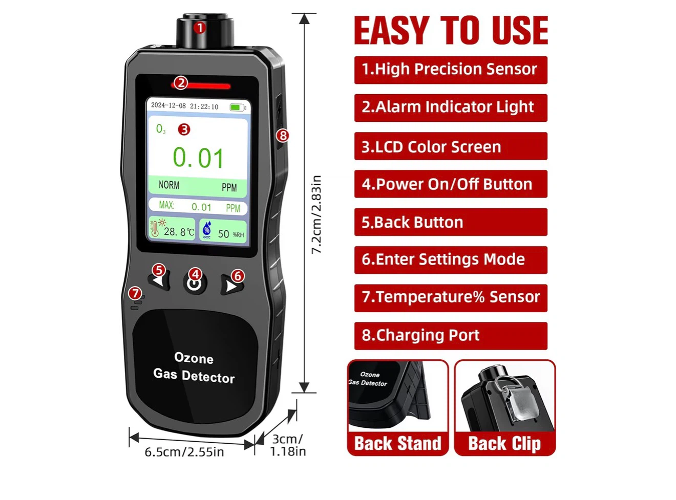 Ozone Gas Detector - Electrochemical Sensor - 0-20 PPM Range - photo 5