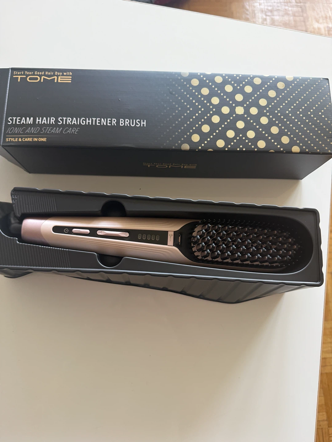 Tome Steam Hair Straightening Brush - Pink - photo 3