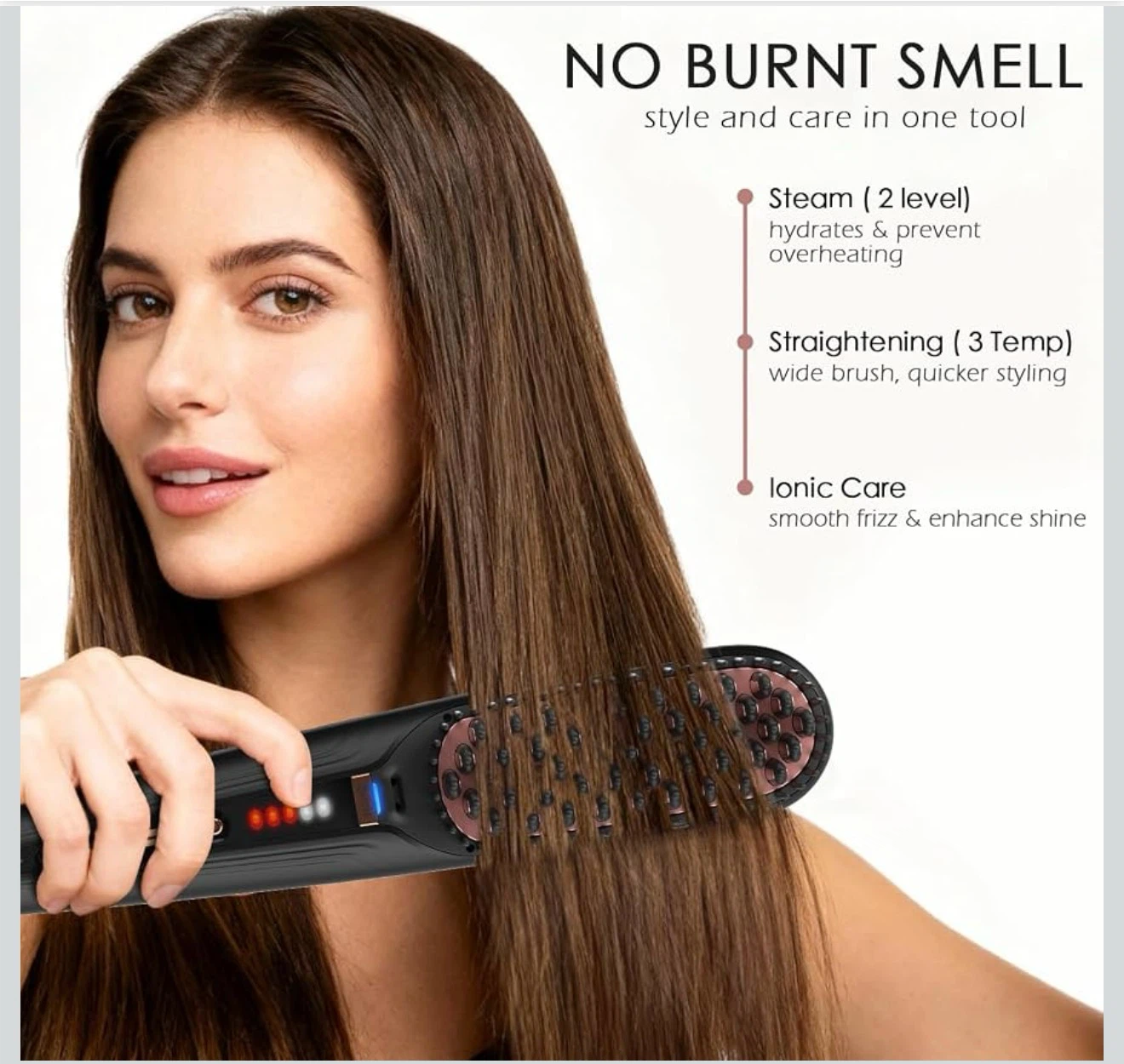 Tome Steam Hair Straightening Brush - Pink - photo 5