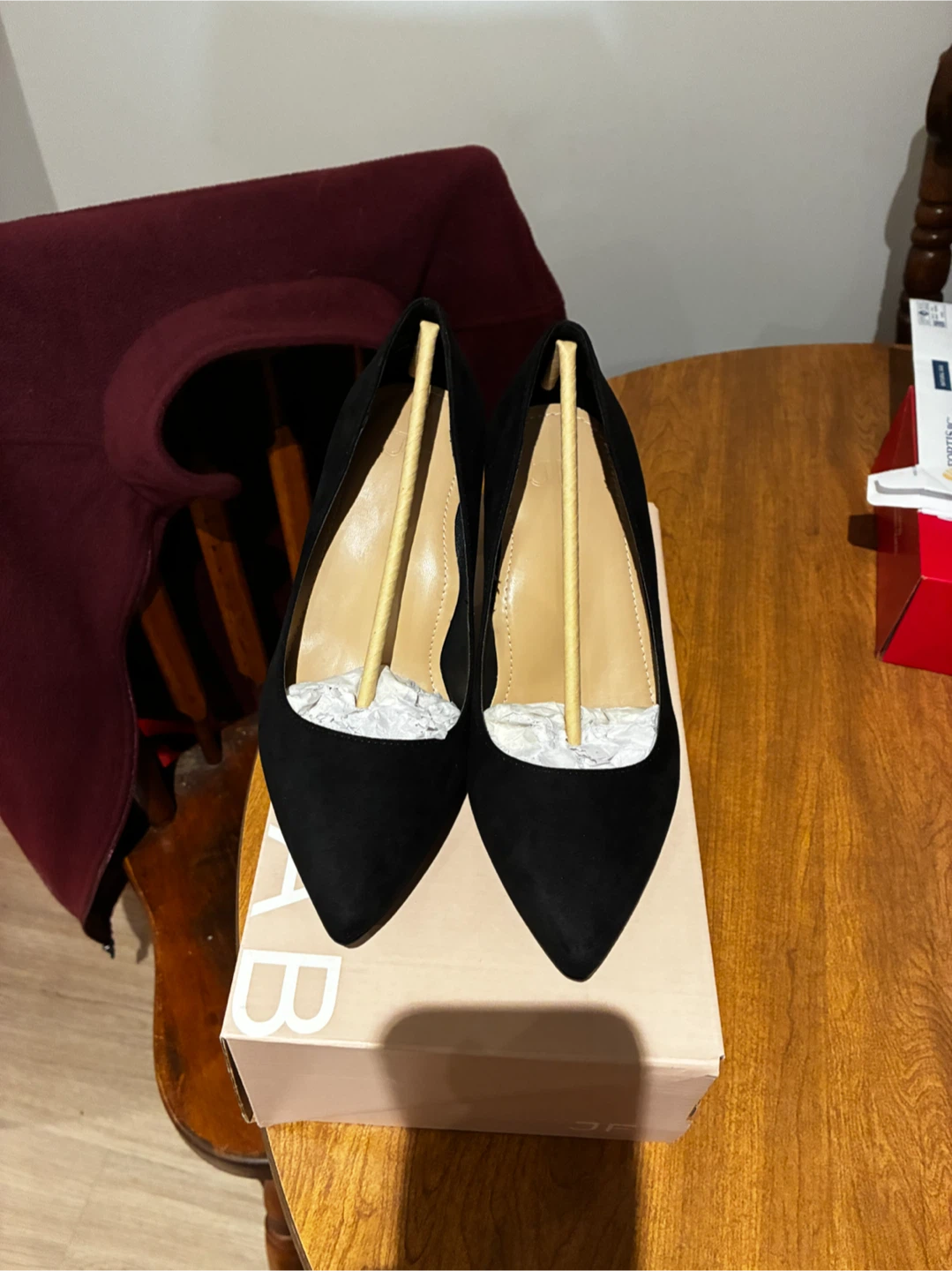 Black Suede Pointed Toe Heels