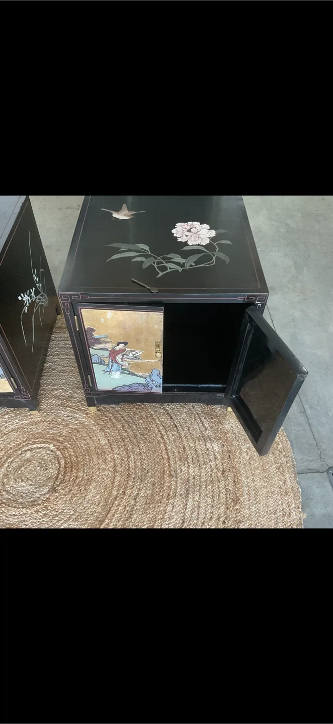 GORGEOUS Chintz Vintage Black Lacquer cabinets ONLY $195 each - photo 2