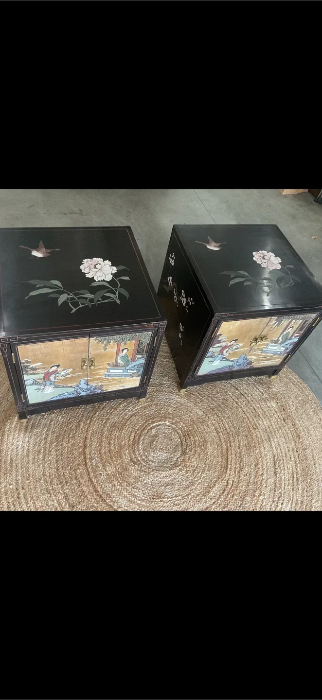 GORGEOUS Chintz Vintage Black Lacquer cabinets ONLY $195 each - photo 4
