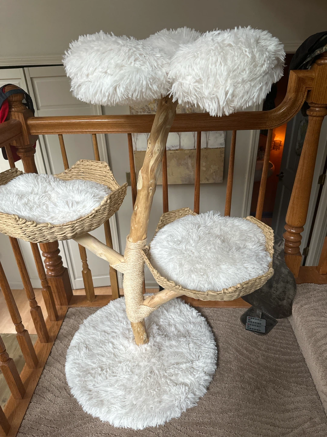 Fluffy Cat Tree with Multiple Perches