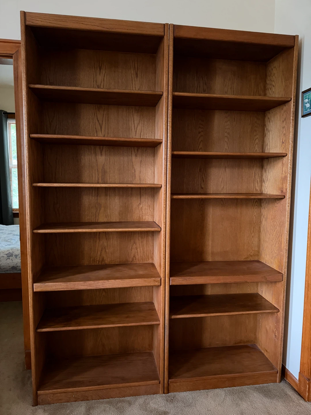 2 Wooden Bookshelf Pine tree walnut color