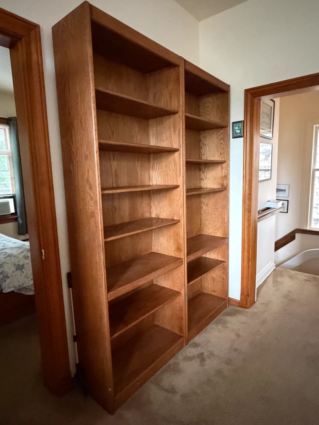 2 Wooden Bookshelf Pine tree walnut color - photo 2