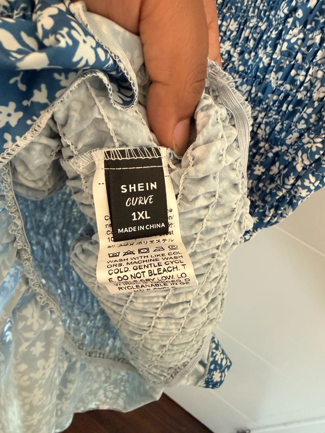 SHEIN Curve Blue Floral Smocked Maxi Dress - photo 2