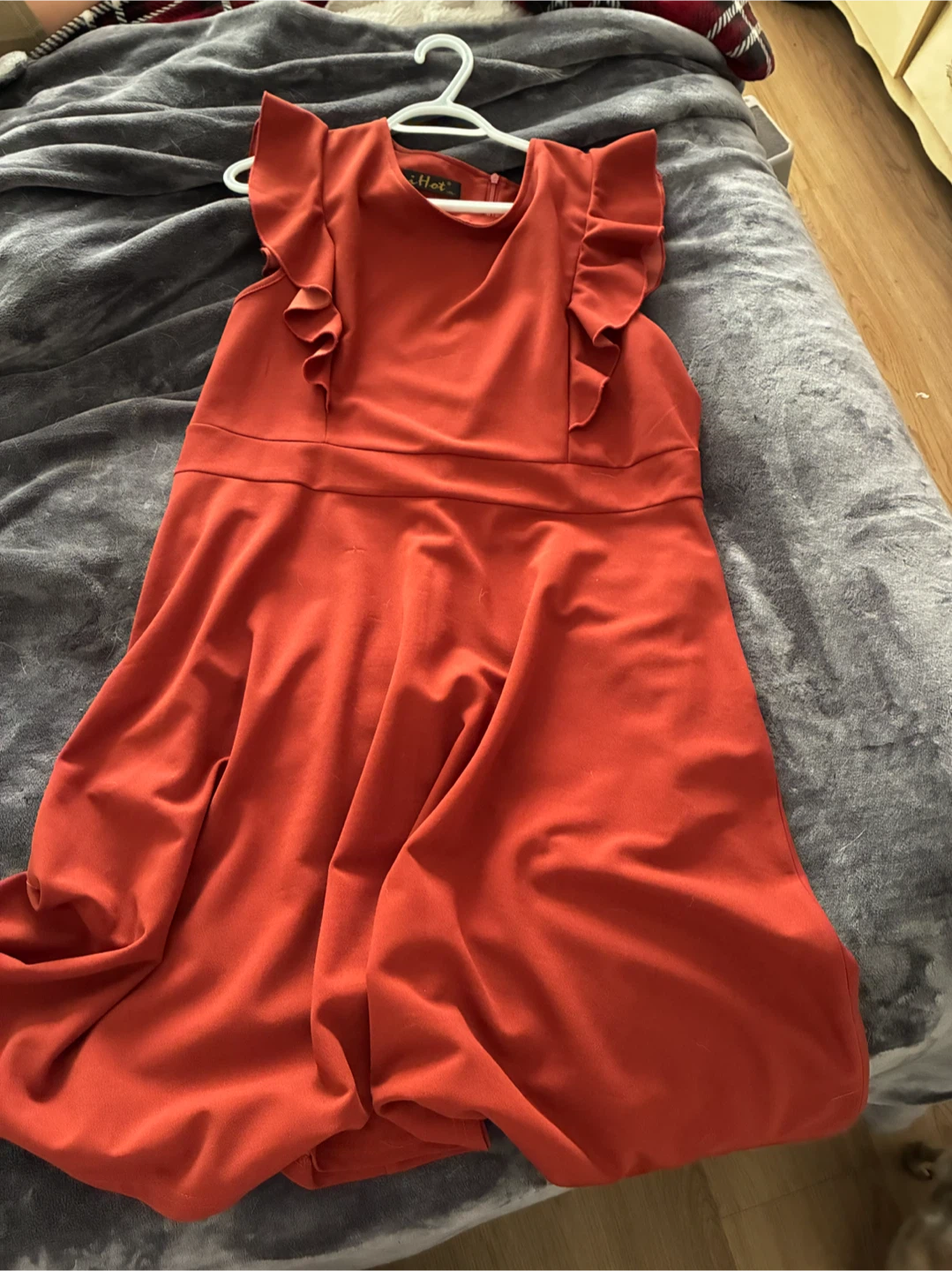Orange Ruffle Sleeve Dress