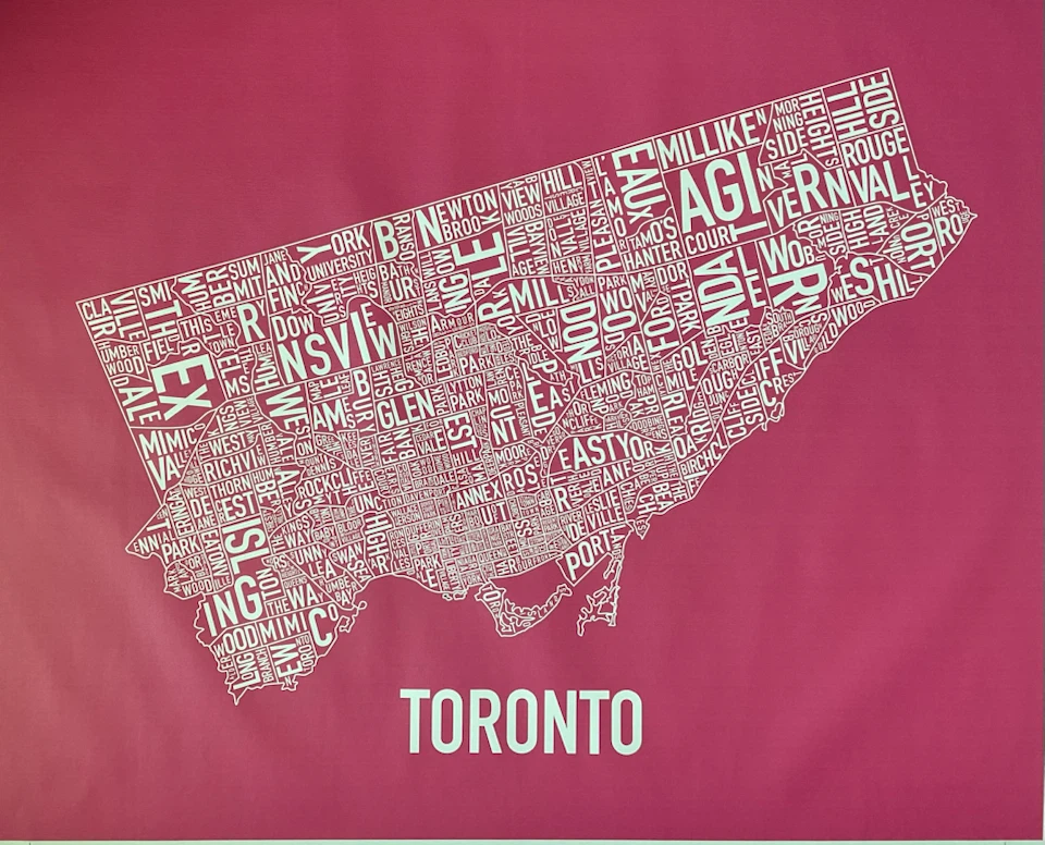 Rare Ork Posters Toronto Typographic Map - Custom Canvas