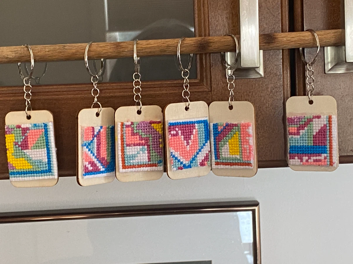 Handmade Needlepoint Keychains - Set of 10 - photo 2