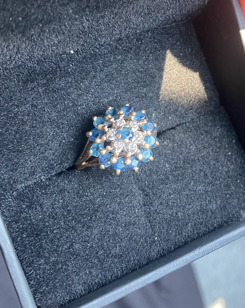 Vintage Sapphire and Diamond Cluster Ring