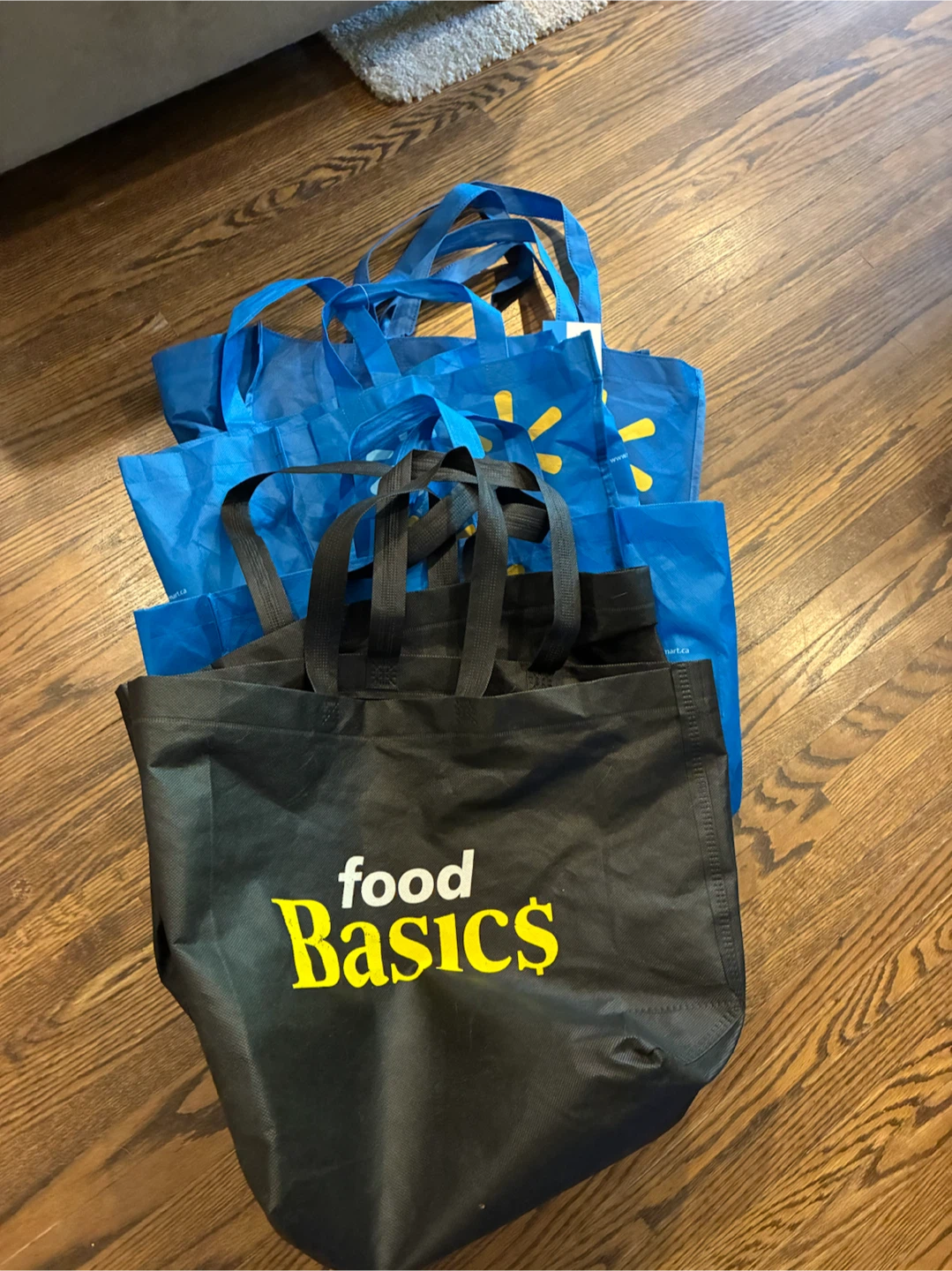 Five Large Reusable Shopping Bags, Clean