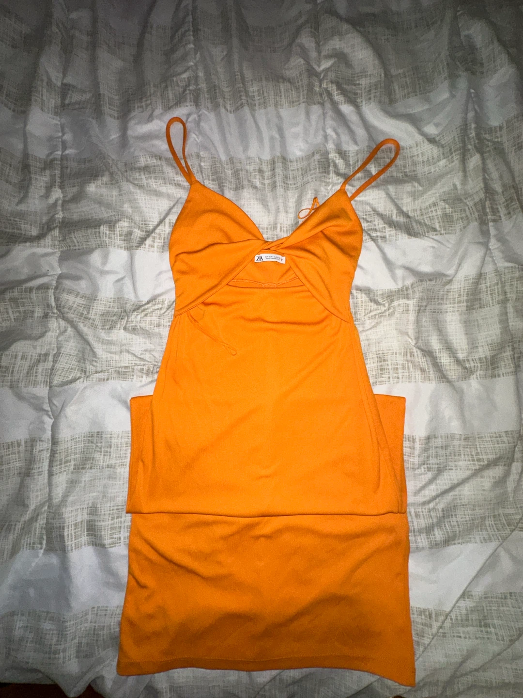 Zara Orange Spaghetti Strap Mini Dress with shoulder bag - photo 3