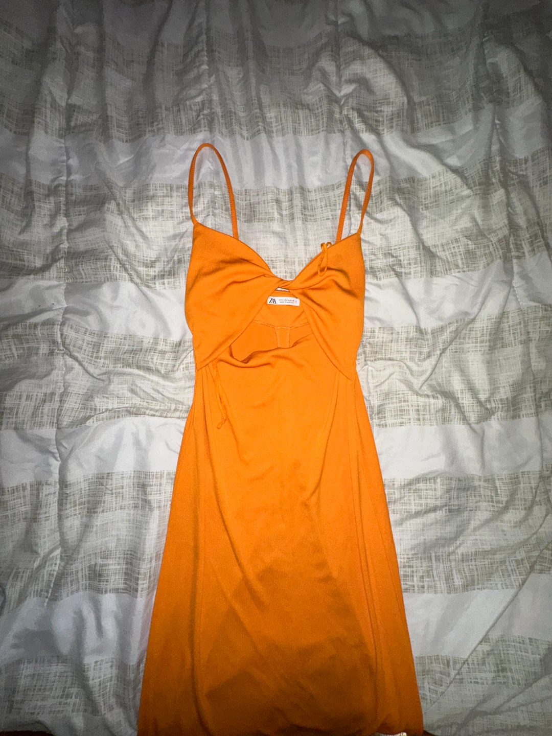 Zara Orange Spaghetti Strap Mini Dress with shoulder bag - photo 4