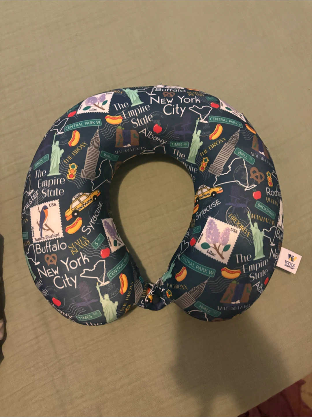 Wolf Wholou Travel Neck Pillow New York City Print