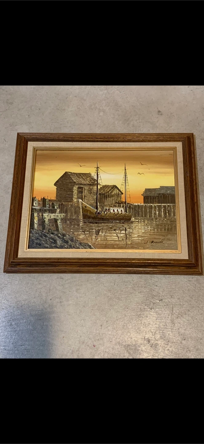 Oil Painting of a Sailboat by J. Russel