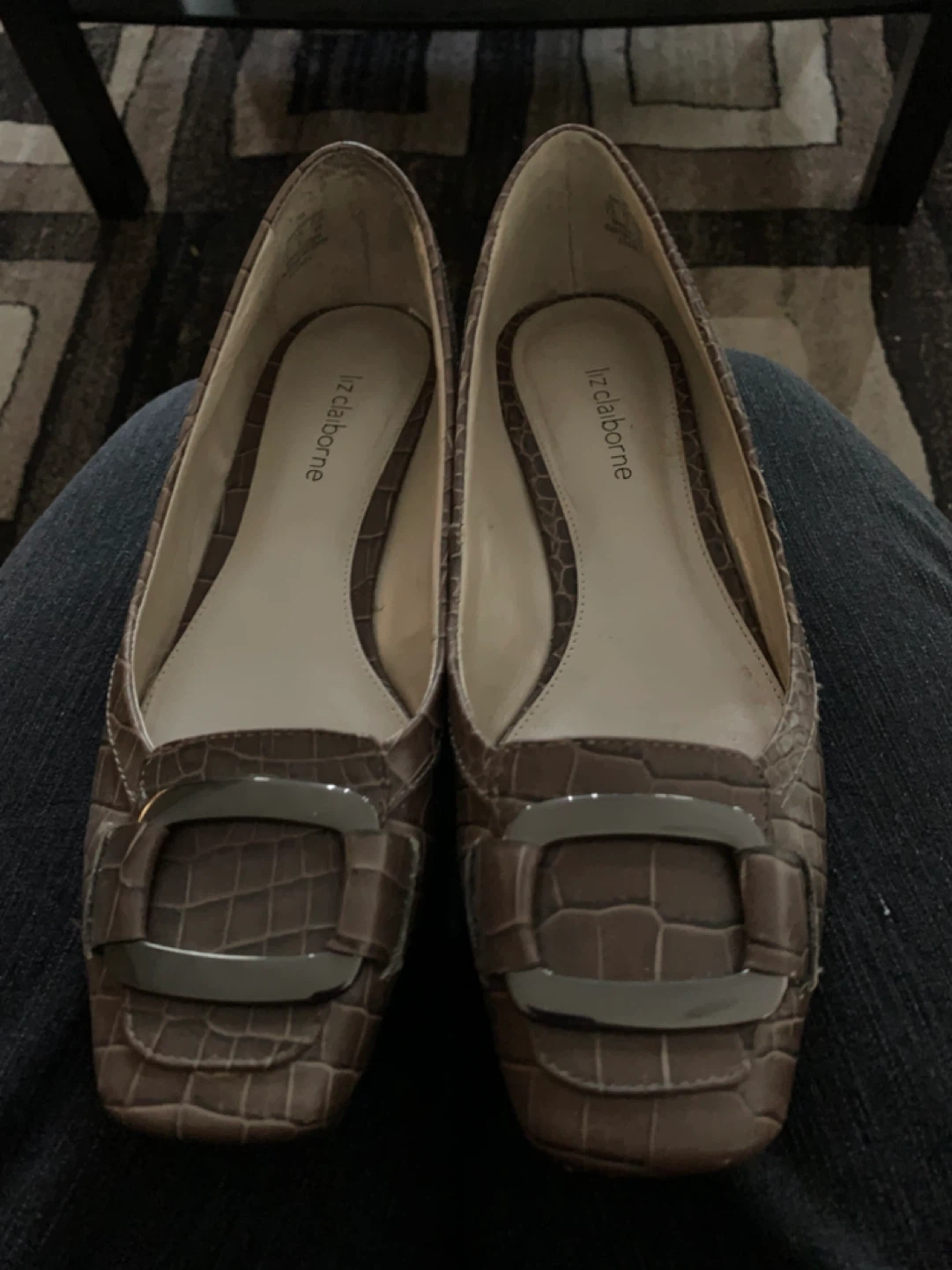 Liz Claiborne Brown Croc-Embossed Loafers
