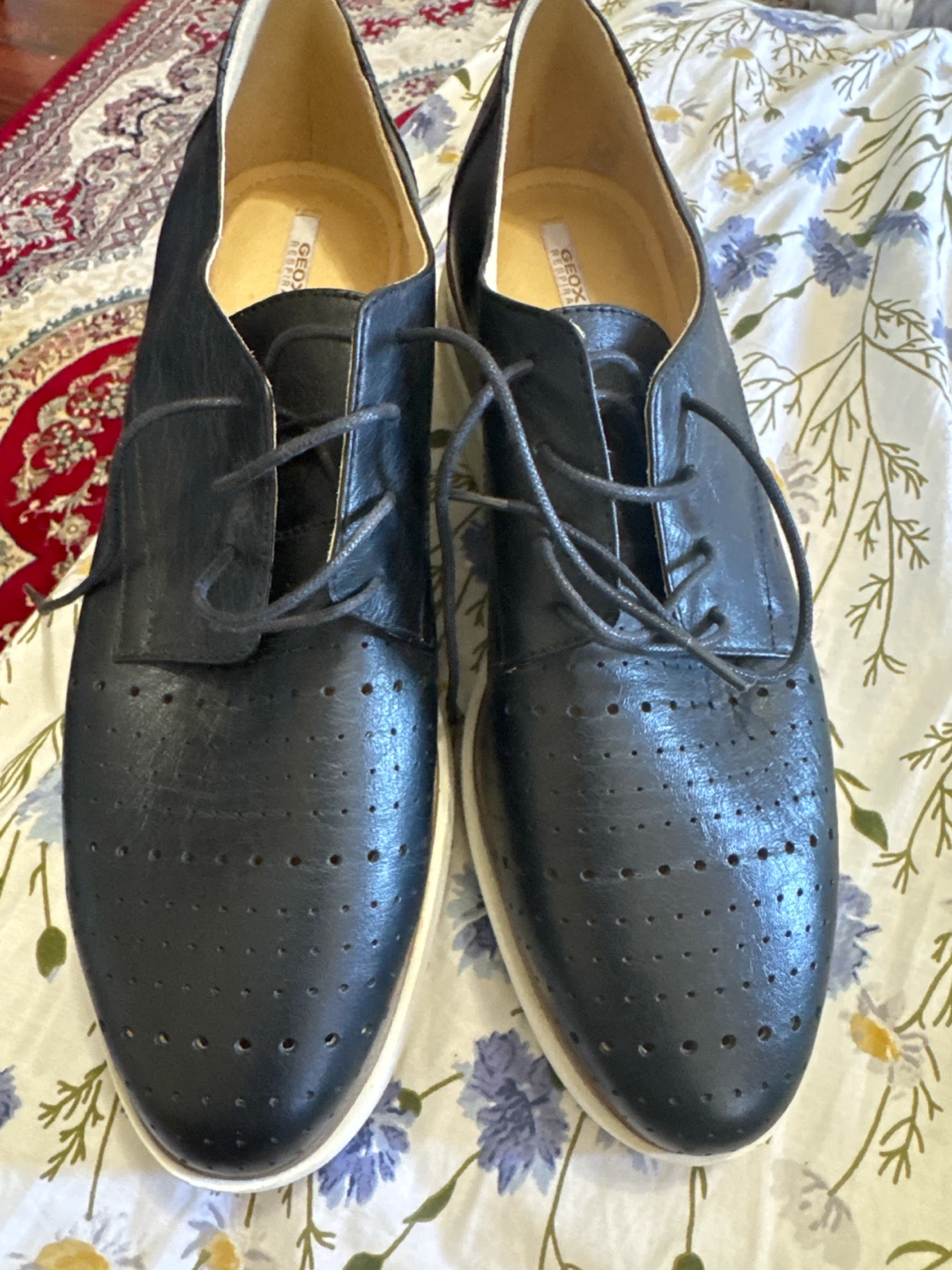 Geox Respira Black Leather Shoes Size 41