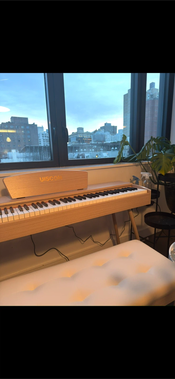 Light Wood Electric Piano and Bench