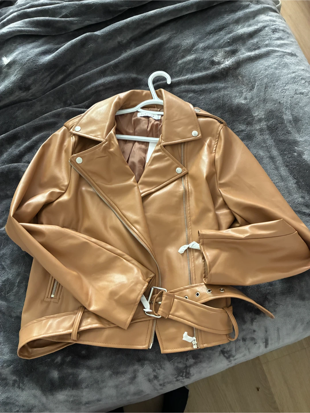 Brown Faux Leather Moto Jacket