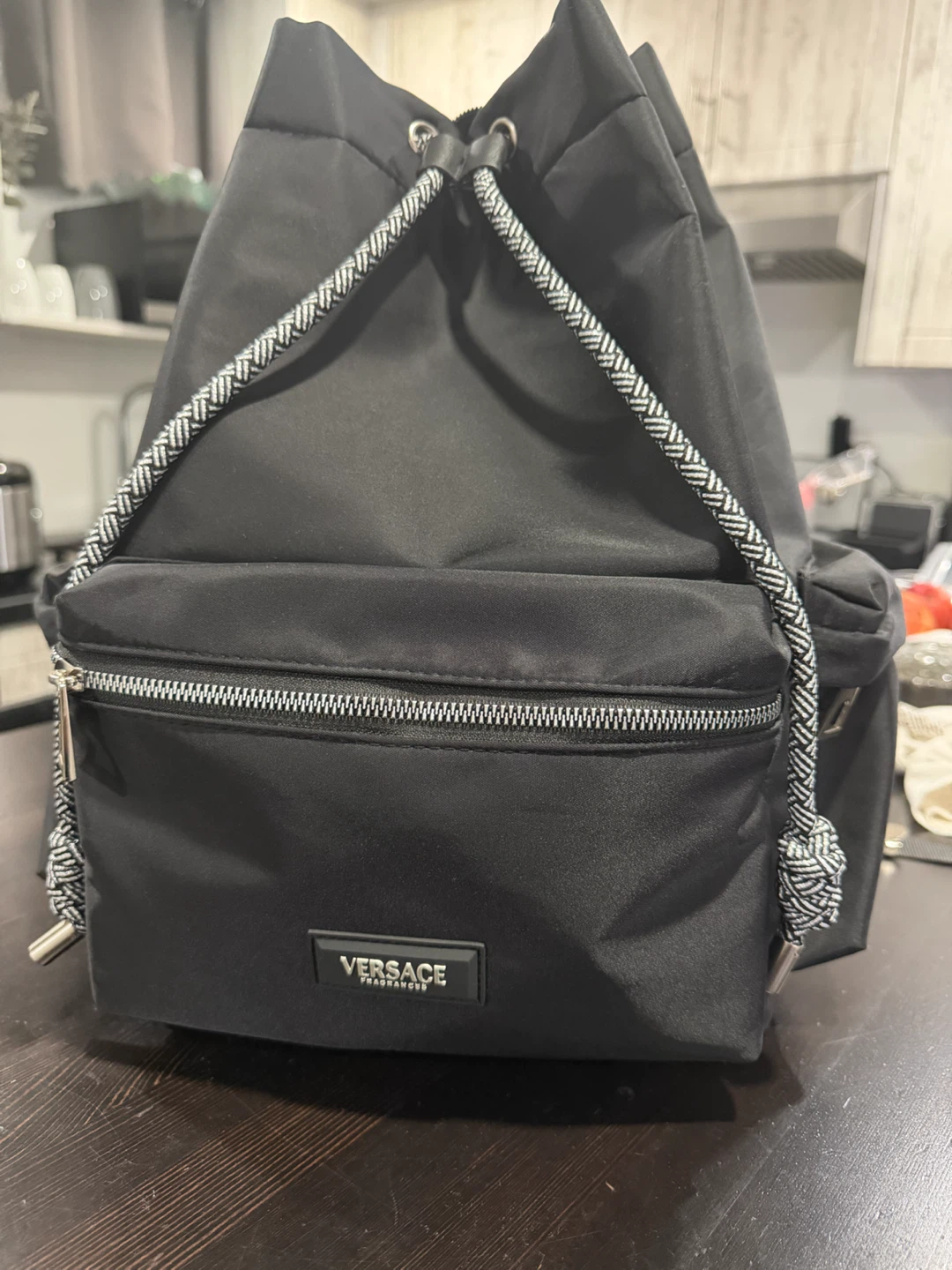 Versace Black Nylon Drawstring Backpack Bag - photo 2