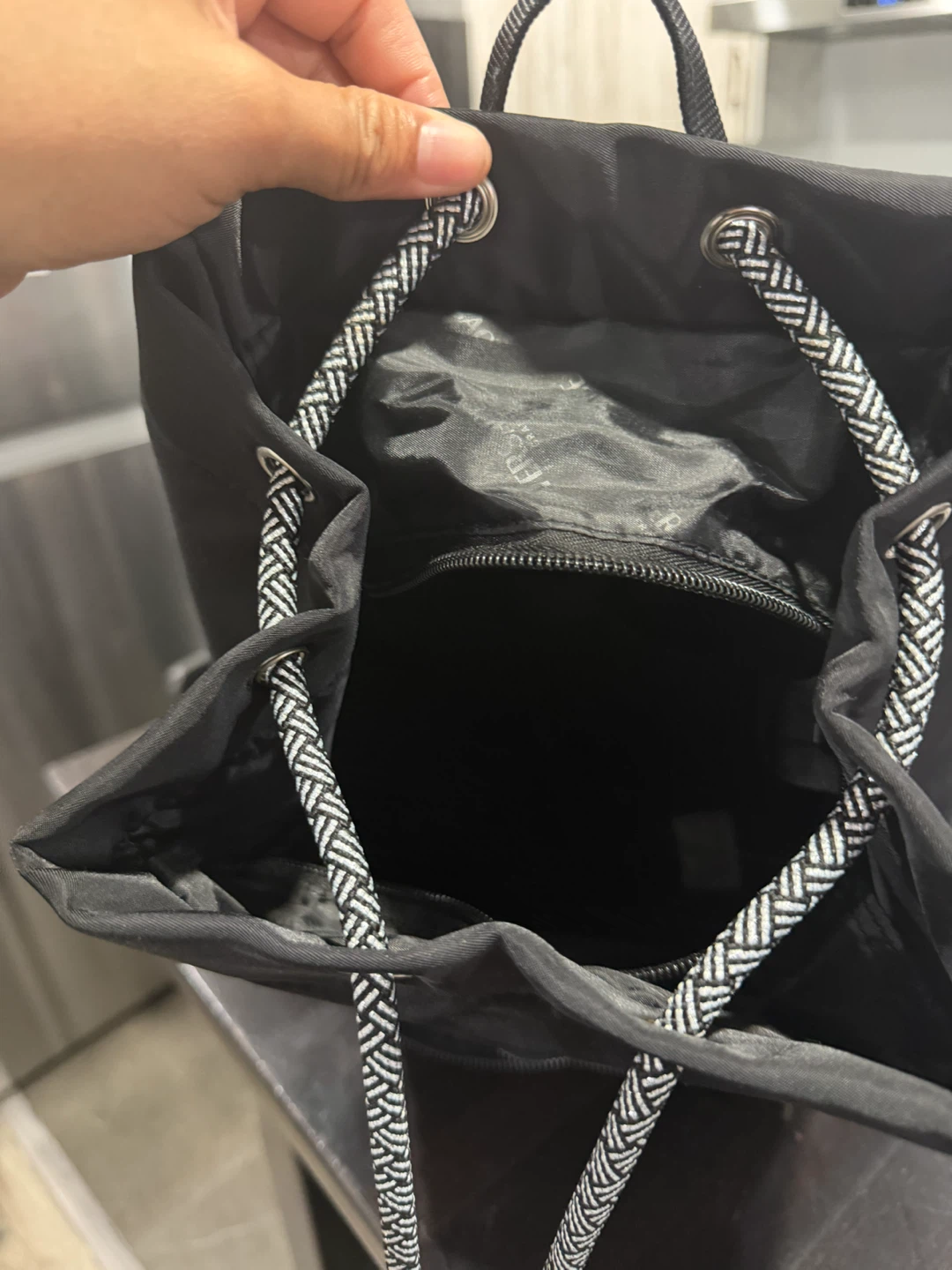 Versace Black Nylon Drawstring Backpack Bag - photo 4