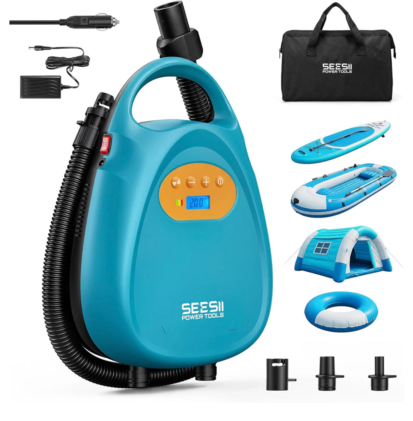 SEESII Portable Electric Air Pump for SUPs & Inflatables