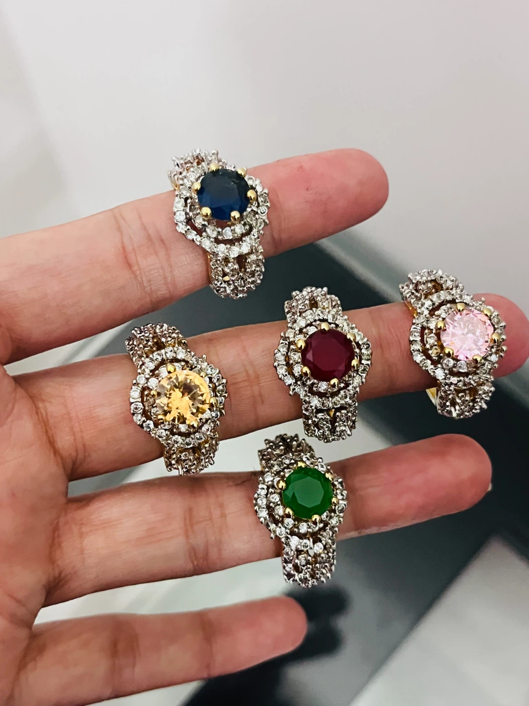 Set of 5 Gemstone Rings