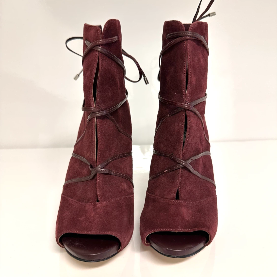 Guess Burgundy Suede Leather Ankle Booties - photo 4