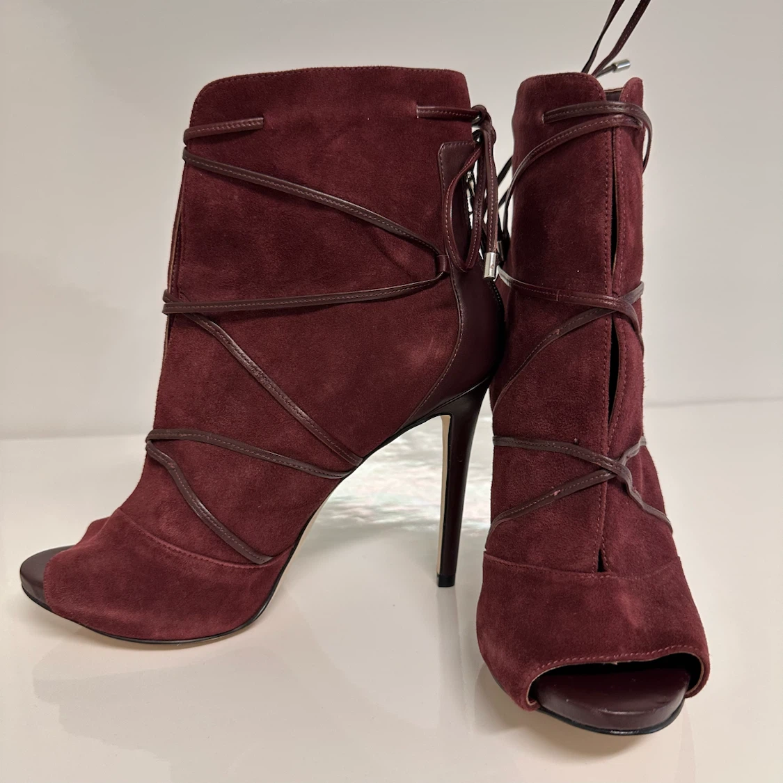 Guess Burgundy Suede Leather Ankle Booties - photo 5