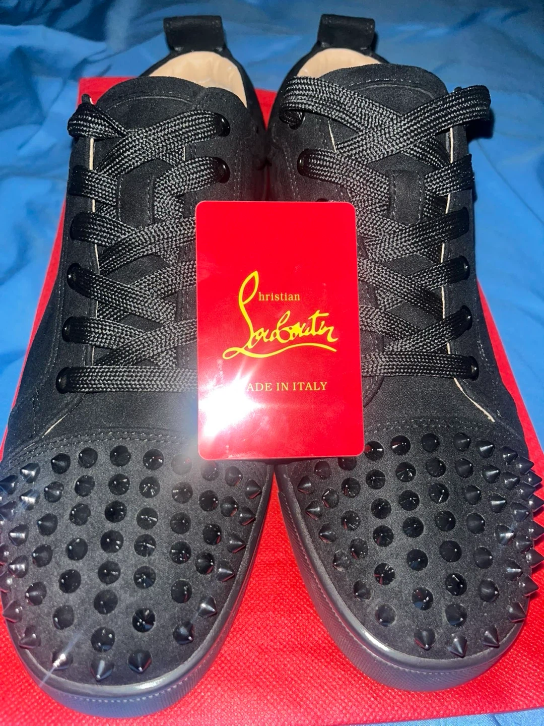 Christian Louboutin Black Suede Spiked Sneakers