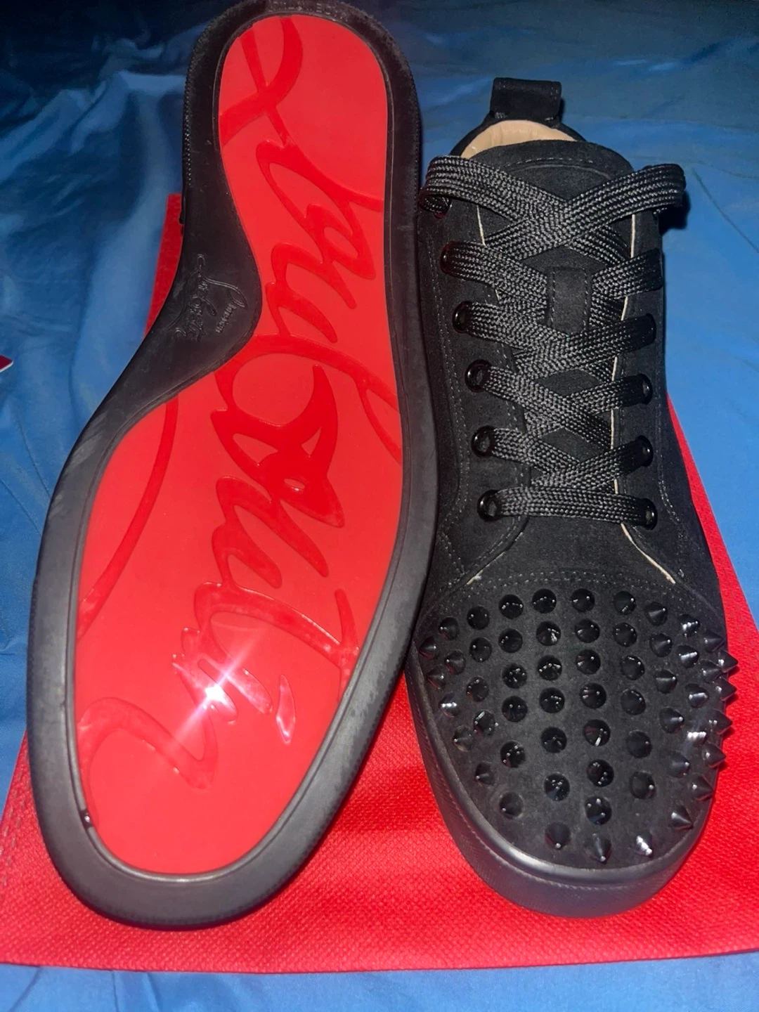 Christian Louboutin Black Suede Spiked Sneakers - photo 2