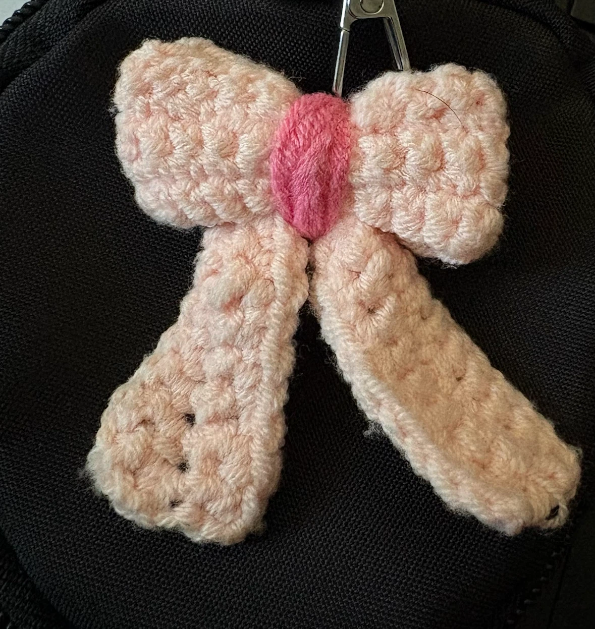 Crocheted Pink Bow Charm