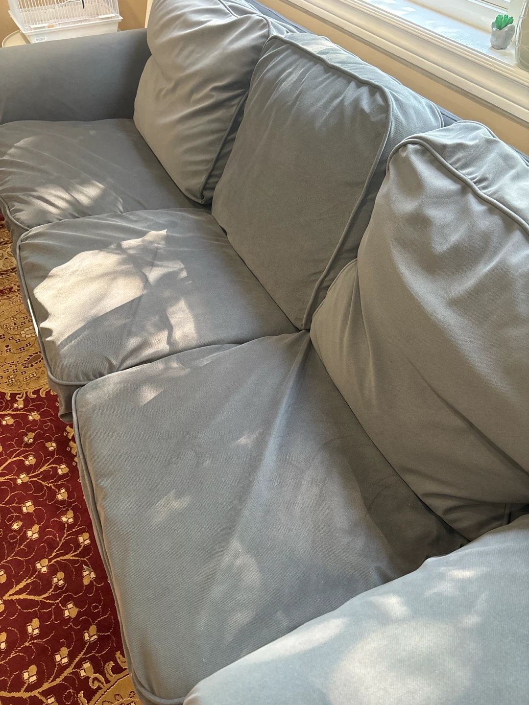 Grey three-seater sofa with removable cover - photo 3