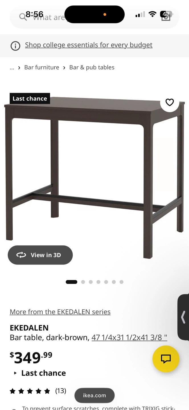 IKEA EKEDALEN Bar Table - Dark Brown - photo 4