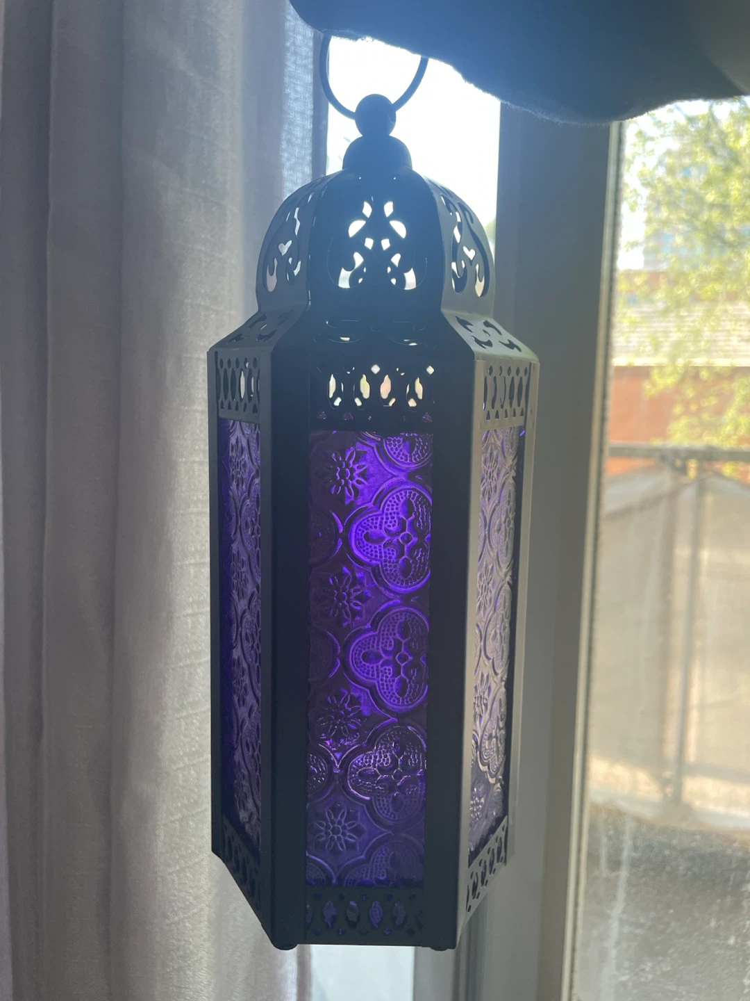 Vintage Lantern with Purple Glass