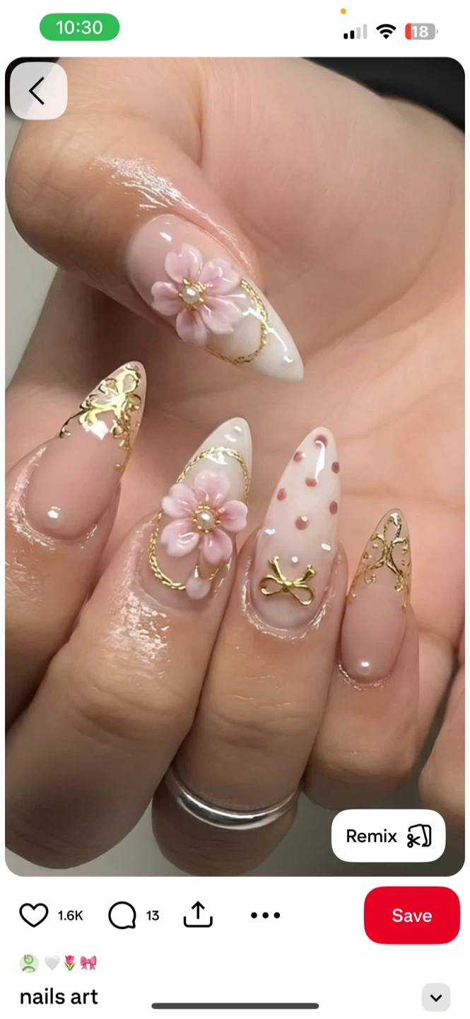 3D Floral and Bow Nail Art Charms