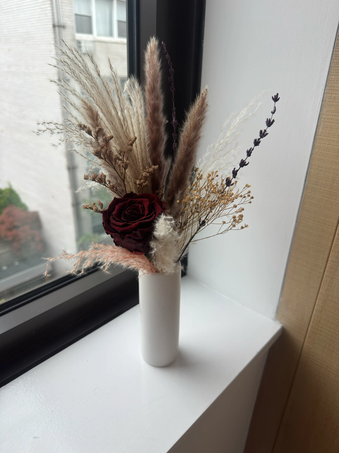 Dried Flower Arrangement in White Vase