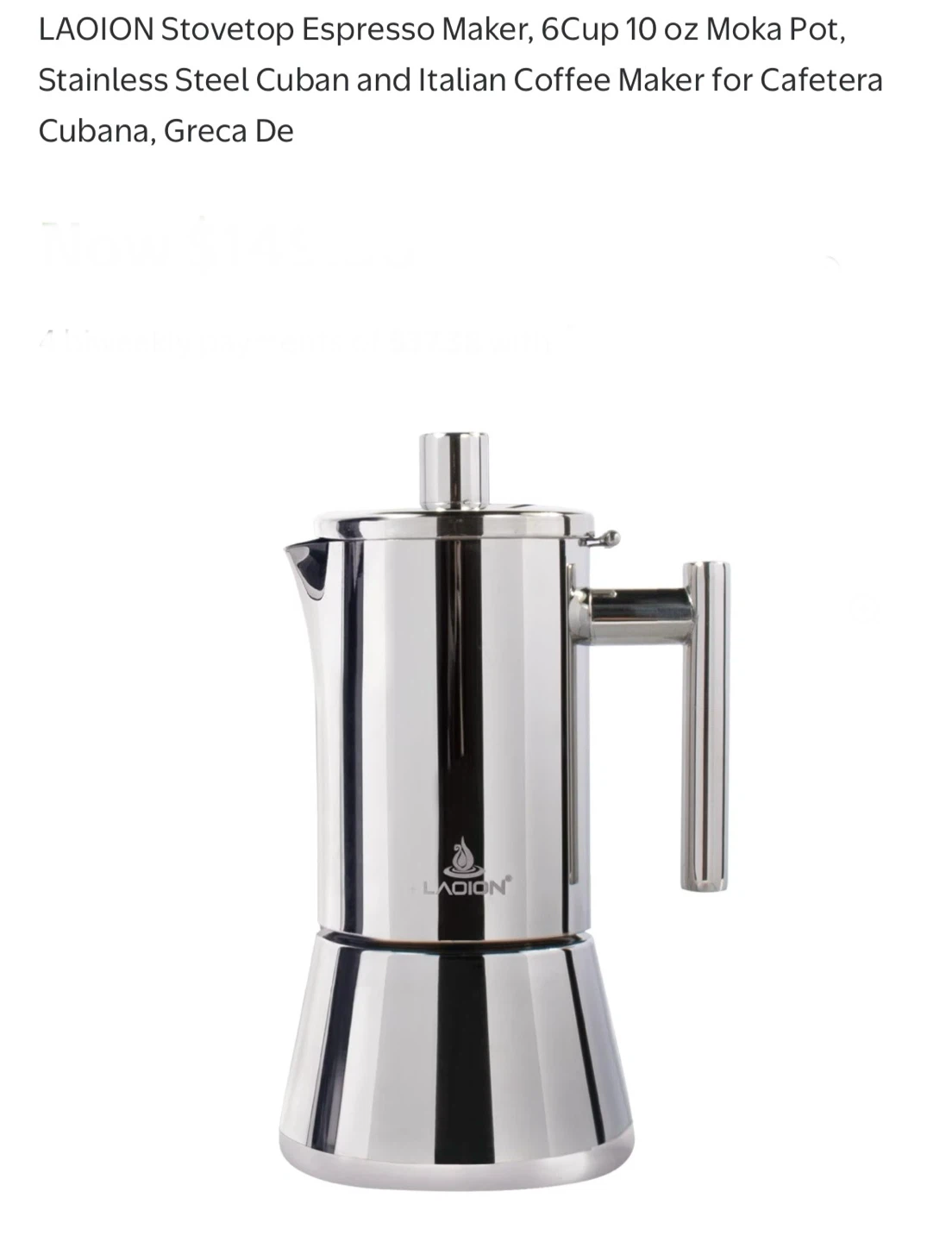LAOION Stovetop Espresso Maker - 6Cup 10 oz Moka Pot
