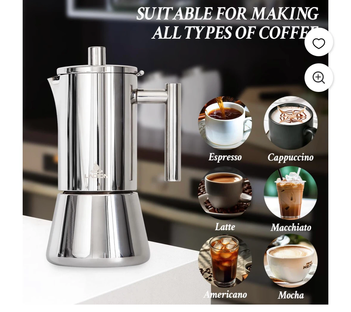 LAOION Stovetop Espresso Maker - 6Cup 10 oz Moka Pot - photo 3